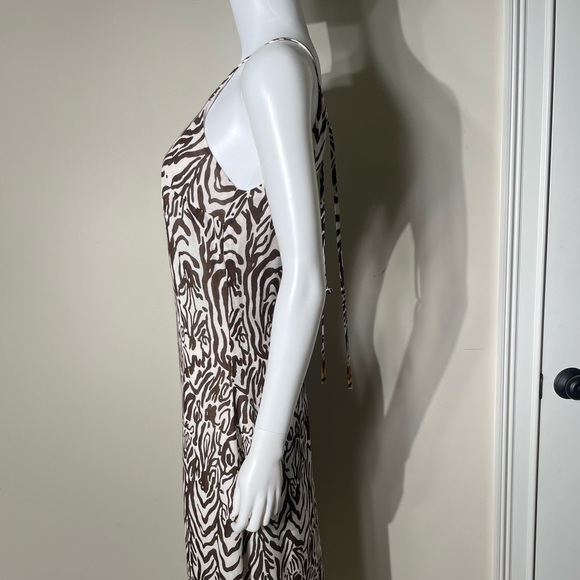 Lilly PULITZER White Brown Angel Maxi Halter Dress Sz S Zebra Animal Print Beach - Picture 7 of 16